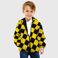 Куртка с капюшоном детская Черно-желтая крупная клетка, цвет: 3D-черный — фото 2