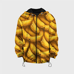 Куртка с капюшоном детская Сочная текстура из бананов, цвет: 3D-черный