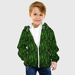 Куртка с капюшоном детская Сочный узор из зеленой травки, цвет: 3D-белый — фото 2