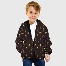 Куртка с капюшоном детская Узор из весенних цветов, цвет: 3D-черный — фото 2