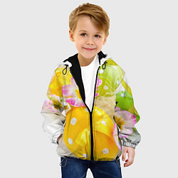 Куртка с капюшоном детская Пасхальные яйца и цветы, цвет: 3D-черный — фото 2