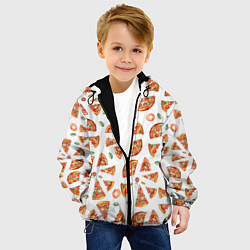 Куртка с капюшоном детская Кусочки пиццы - паттерн на белом, цвет: 3D-черный — фото 2