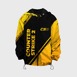 Куртка с капюшоном детская Counter Strike 2 - gold gradient: надпись, символ, цвет: 3D-черный