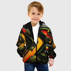 Куртка с капюшоном детская Зеленая абстракция, цвет: 3D-черный — фото 2