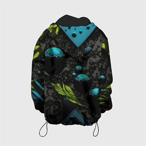 Детская куртка Зеленые абстрактные листья / 3D-Черный – фото 2