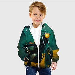 Куртка с капюшоном детская Мотоцикл в лесу, цвет: 3D-белый — фото 2