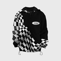 Куртка с капюшоном детская Ford racing flag, цвет: 3D-черный