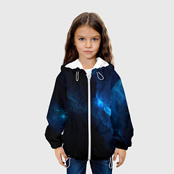 Куртка с капюшоном детская Чёрный и синий космос, цвет: 3D-белый — фото 2