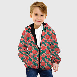 Куртка с капюшоном детская Летний паттерн с арбузами, цвет: 3D-черный — фото 2