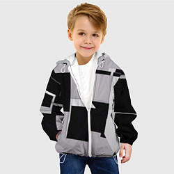 Куртка с капюшоном детская Белые и чёрные кубы в геометрии, цвет: 3D-белый — фото 2