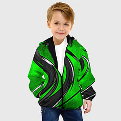 Куртка с капюшоном детская Зеленая органическая броня, цвет: 3D-черный — фото 2