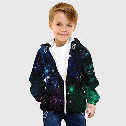 Куртка с капюшоном детская Космос Звёздное небо, цвет: 3D-белый — фото 2