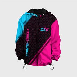 Куртка с капюшоном детская Counter-Strike 2 - neon gradient: надпись, символ, цвет: 3D-черный