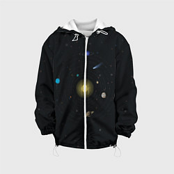 Куртка с капюшоном детская Солнце и планеты, цвет: 3D-белый