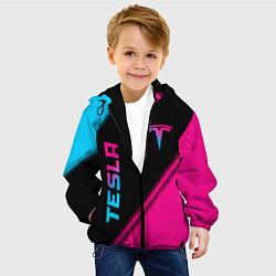Куртка с капюшоном детская Tesla - neon gradient: надпись, символ, цвет: 3D-черный — фото 2