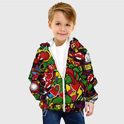 Куртка с капюшоном детская Хиппи, знаки, позитифф, цвет: 3D-белый — фото 2