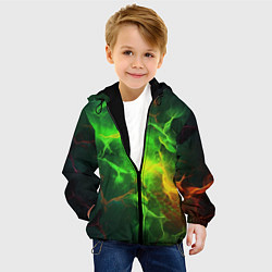 Куртка с капюшоном детская Зеленое свечение молния, цвет: 3D-черный — фото 2