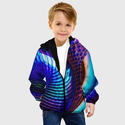 Куртка с капюшоном детская Неоновый водоворот, цвет: 3D-черный — фото 2