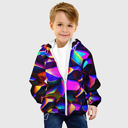 Куртка с капюшоном детская Бензиновые неоновые кристаллы, цвет: 3D-белый — фото 2