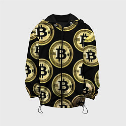 Куртка с капюшоном детская Монеты биткоина, цвет: 3D-черный