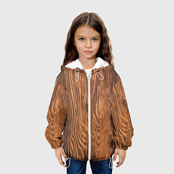 Куртка с капюшоном детская Текстура дерева, цвет: 3D-белый — фото 2