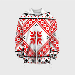 Куртка с капюшоном детская Удмуртский стиль, цвет: 3D-белый