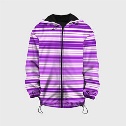 Куртка с капюшоном детская Фиолетовые полосы, цвет: 3D-черный