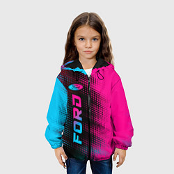 Куртка с капюшоном детская Ford - neon gradient: по-вертикали, цвет: 3D-черный — фото 2