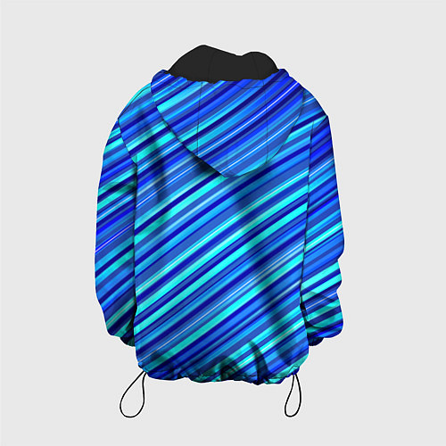 Детская куртка Сине голубые узорчатые полосы / 3D-Черный – фото 2