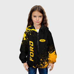 Куртка с капюшоном детская Ford - gold gradient: надпись, символ, цвет: 3D-черный — фото 2
