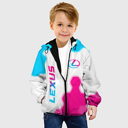 Куртка с капюшоном детская Lexus neon gradient style: надпись, символ, цвет: 3D-черный — фото 2