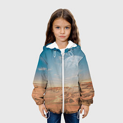 Куртка с капюшоном детская Пустынная планета и спутник, цвет: 3D-белый — фото 2
