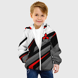 Куртка с капюшоном детская Mitsubishi motors - красная линия, цвет: 3D-белый — фото 2