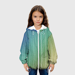 Куртка с капюшоном детская Градиент полосы зеленый, цвет: 3D-белый — фото 2