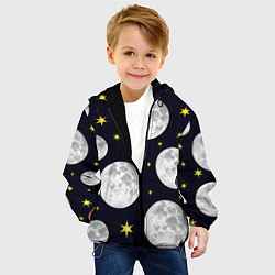Куртка с капюшоном детская Космос лун, цвет: 3D-черный — фото 2