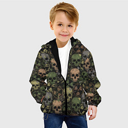 Куртка с капюшоном детская Черепа со знаками радиактивности, цвет: 3D-черный — фото 2