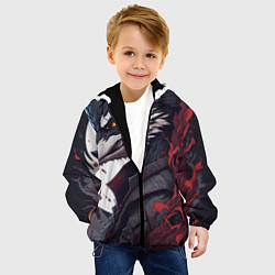 Куртка с капюшоном детская Волк в полнолуние, цвет: 3D-черный — фото 2