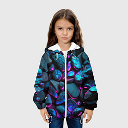 Куртка с капюшоном детская Неоновые камни, цвет: 3D-белый — фото 2