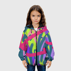 Куртка с капюшоном детская Цветастая графика, цвет: 3D-черный — фото 2
