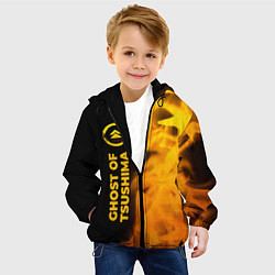 Куртка с капюшоном детская Ghost of Tsushima - gold gradient: по-вертикали, цвет: 3D-черный — фото 2