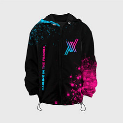 Куртка с капюшоном детская Darling in the FranXX - neon gradient: надпись, си, цвет: 3D-черный