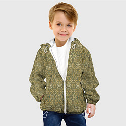 Куртка с капюшоном детская Средневековый лиственный узор, цвет: 3D-белый — фото 2