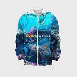 Куртка с капюшоном детская Подводный мир сабнавтики, цвет: 3D-белый