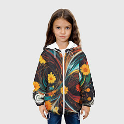 Куртка с капюшоном детская Цветущий взрыв, цвет: 3D-белый — фото 2