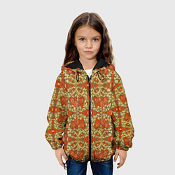 Куртка с капюшоном детская Красно-золотой средневековый узор, цвет: 3D-черный — фото 2