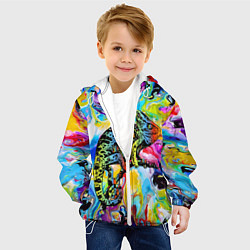 Куртка с капюшоном детская Маскировка хамелеона на фоне ярких красок, цвет: 3D-белый — фото 2