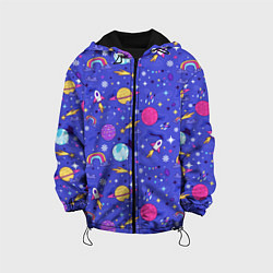 Куртка с капюшоном детская Планеты и кометы, цвет: 3D-черный