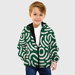 Куртка с капюшоном детская Абстрактный белый узор, цвет: 3D-черный — фото 2