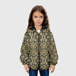Куртка с капюшоном детская Объемный золотой цветочный узор, цвет: 3D-черный — фото 2