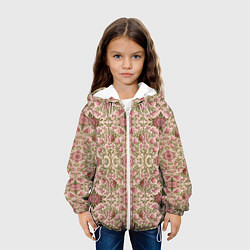 Куртка с капюшоном детская Розовые цветы и вензеля, цвет: 3D-белый — фото 2